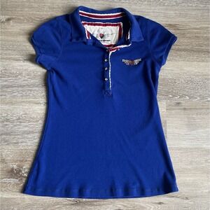 Twisted Heart Y2K Polo Small Rhinestone Buttons Heart Wings Velvet Collar Bling